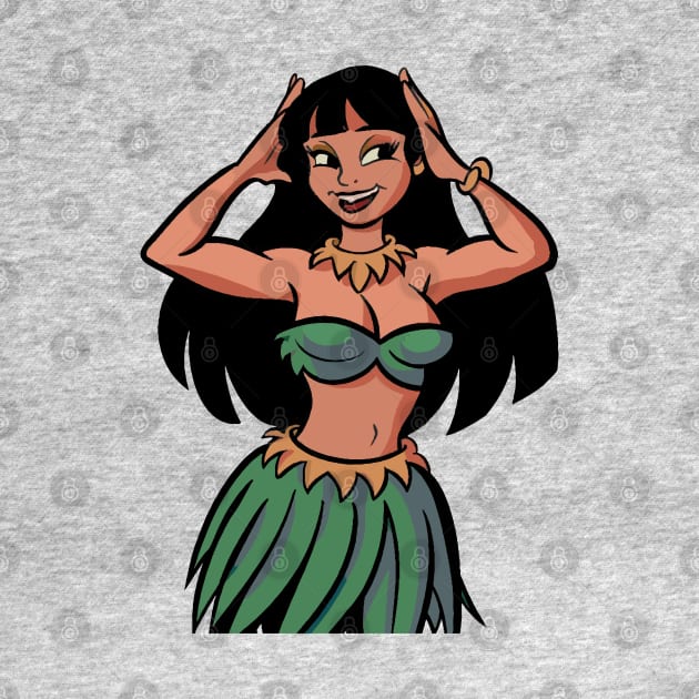 Hawaiian Hula Dancer Cartoon by Alexander Luminova